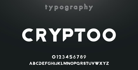 CRYPTOO Sports minimal tech font letter set. Luxury vector typeface for company. Modern gaming fonts logo design.
