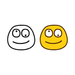 stupid sad emoticon in doodle style isolated on white background