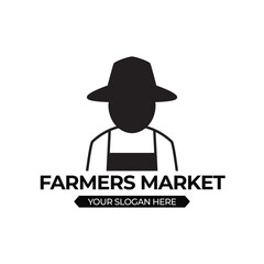 Farmers market emblem label badge. Food shop sign template. Organic food slogan