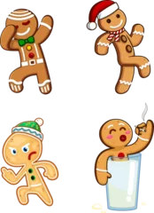 Papier Peint photo Singe Gingerbread Man Cartoon Characters. Vector Hand Drawn Collection Set Isolated On Transparent Background
