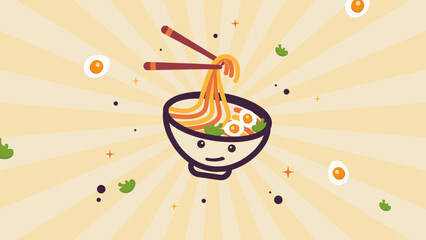 Delicious ramen soup background