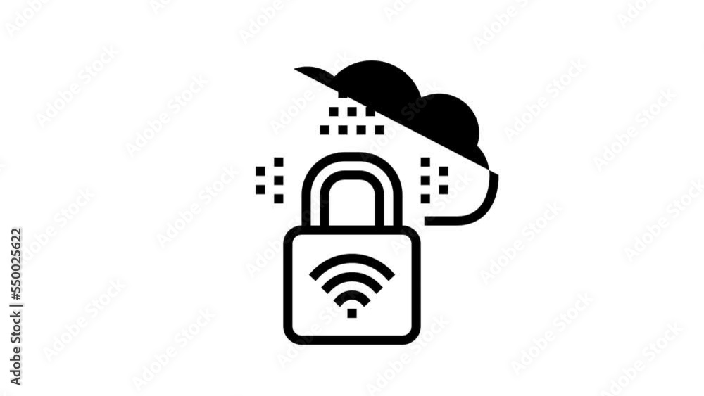 Poster internet padlock line icon animation