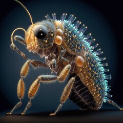 a microscope view of a sequin encrusted flea