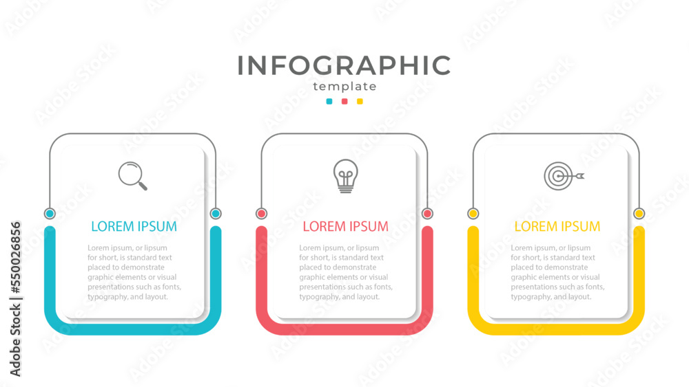 Poster thin line process business infographic with square template. vector illustration. process timeline w