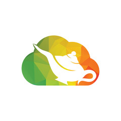 Genie magic lamp logo design vector. Lantern lamp logo template.