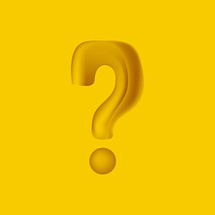 3d question mark icon. Help symbol. FAQ sign on yellow background. vector. Quiz symbol.