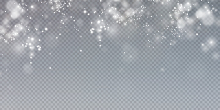 White png dust light. Bokeh light lights effect background. Christmas background of shining dust Christmas glowing light bokeh confetti and spark overlay texture for your design.	
