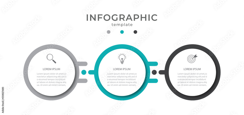 Wall mural timeline infographic template design with circles. business concept with 3 options, steps, sections.