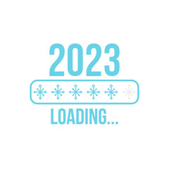 Loading bar icon with indicator. Vector illustration on white background. Creative happy new year 2023.
