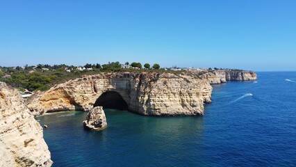 Fototapeta na wymiar Drone shots of Algarve, magnificent coastline in Portugal