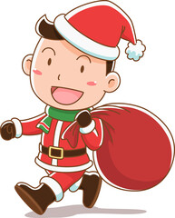 Cartoon boy in Christmas costume.