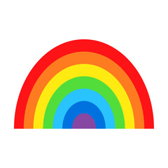 Fototapeta premium Cartoon rainbow. Vector illustration. Colorful arch hand drawn by kids. Weather concept