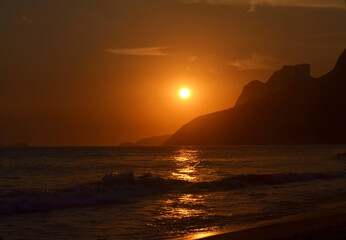 Natural and tourist landscapes of Rio de Janeiro - Brazil. Sunset