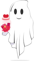 Valentine Retro Ghost with Heart