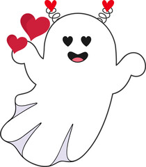 Valentine Retro Ghost with Heart