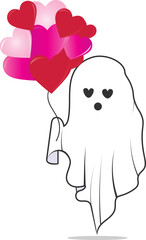Valentine Retro Ghost with Heart