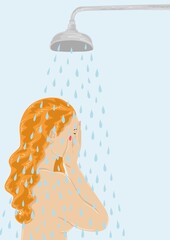 Woman taking a shower