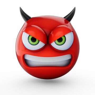 3D Rendering Devil emoji isolated on white background 