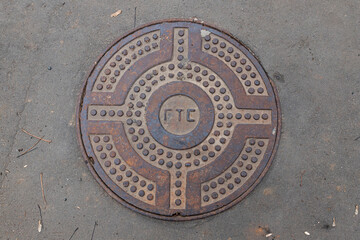 manhole cover in the street
