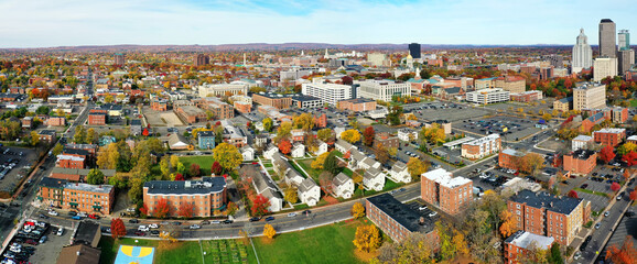 Aerial of Hartford, Connecticut, United States