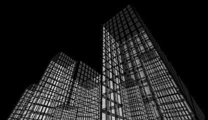 Fototapeta premium Abstract architectural rendering 3d illustration