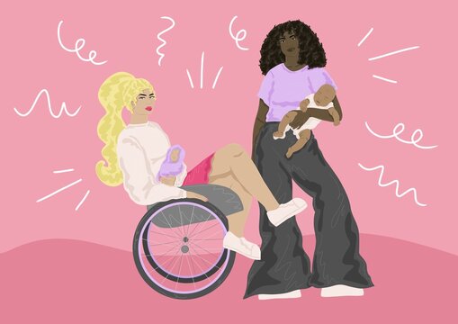 Two women with babies