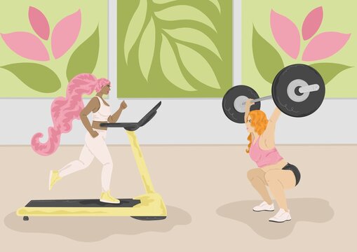 Two girls working out at the gym