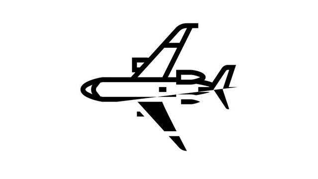 transport airplane aircraft line icon animation