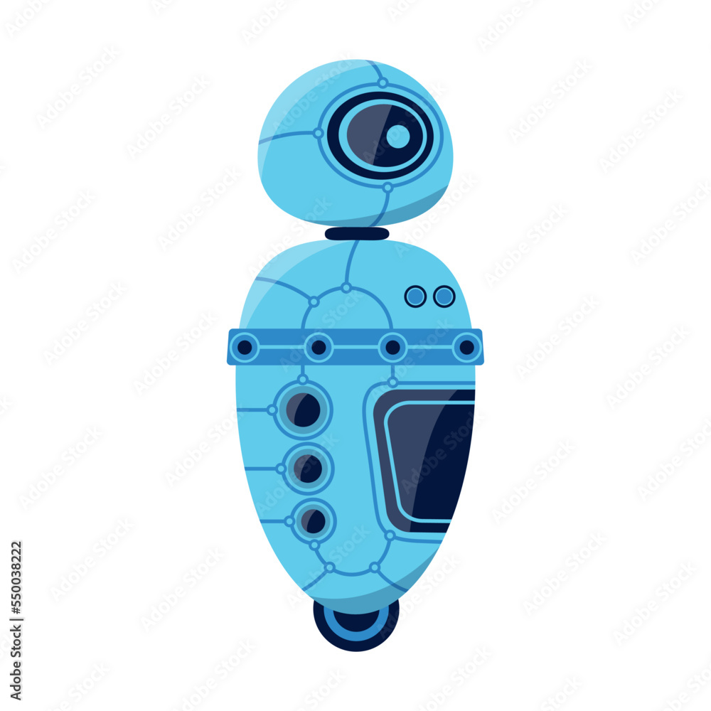 Aufkleber robot cartoon vector illustration. model of unicycle robot character. artificial intelligence, tech 