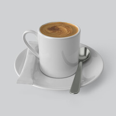 White espresso cup on a white background - 3d render