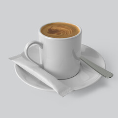 White espresso cup on a white background - 3d render