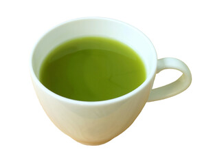 A Cup of Hot Matcha Green Tea Isolated on Transparent Background, PNG File