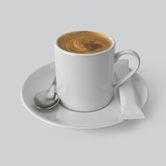 White espresso cup on a white background - 3d render