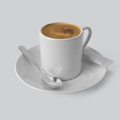 White espresso cup on a white background - 3d render