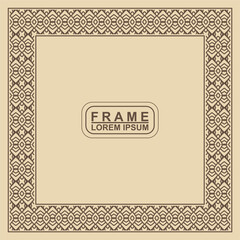 Vintage ornamental vector frame. Vector illustration template for design