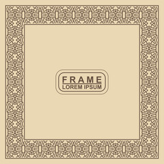 Vintage ornamental vector frame. Vector illustration template for design