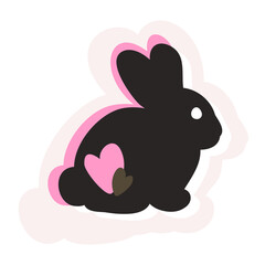Vector abstract isolated illustration of rabbit. Profile silhouette with hearts. Chinese New Year symbol.