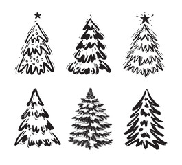 Obraz premium Christmas tree hand drawn illustration 