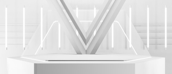 Fototapeta premium abstract background geometry, presentation podium stage pedestal for cosmetic product showcase scene, 3d illustration rendering