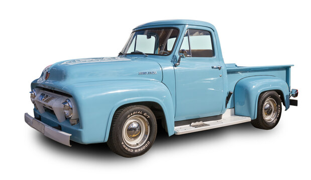 Ford F100 Pickup 1954 model year. White background.