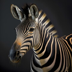 Fototapeta na wymiar Zebra Face Close Up Portrait - AI illustration 07