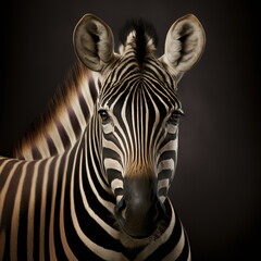 Fototapeta na wymiar Zebra Face Close Up Portrait - AI illustration 09