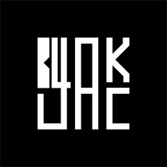 Blackjack letter logo design illustration. Isolated on a black background. Blackjack logo design