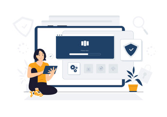 Updating software operating system concept illustration