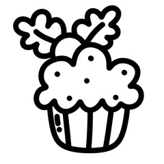 Christmas cupcake line icon.