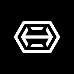 Simple Geometric Monogram Logo Design Template with H letter Inside