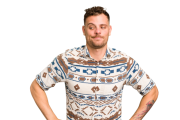 Young caucasian handsome man isolated confused, feels doubtful and unsure.