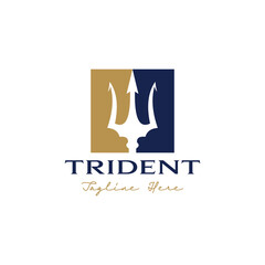 Simple two color trident business logo design template idea - obrazy, fototapety, plakaty