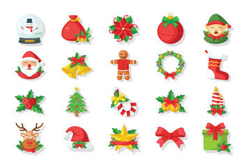 Set of 20 Christmas Stickers