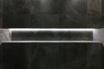 LED lighting on a gray tile, lines, lighting, design. photo of a large expansion